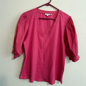Chicos Top  Size 3 Pink Puff Sleeve Shirt US XL